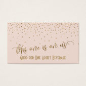 Drink Tickets, Gold Confetti over Blush Pink Visitekaartje (Voorkant)