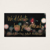 Drink Tickets, Gold Glitter met Red en Green Bokeh Visitekaartjes (Voorkant)