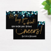 Drink Tickets, Gold Glitter on Aqua & Black Bokeh Visitekaartjes (Bureau)