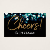 Drink Tickets, Gold Glitter on Aqua & Black Bokeh Visitekaartjes (Achterkant)