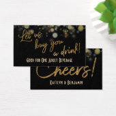 Drink Tickets, Gold Glitter op Black & Gold Bokeh Visitekaartje (Bureau)