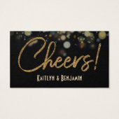 Drink Tickets, Gold Glitter op Black & Gold Bokeh Visitekaartje (Achterkant)