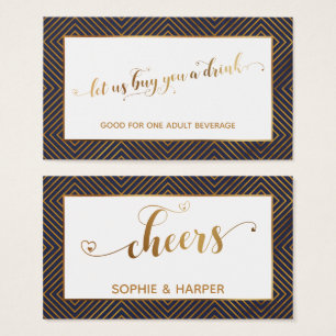 Drink Tickets, Gold Hearts Script, diamanten, mari Visitekaartje