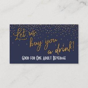 Drink Tickets, gouden Confetti op Midnight Blue Kortingskaartje