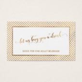 Drink Tickets, Gouden Harten Script, Diamanten, Wi Visitekaartje (Voorkant)