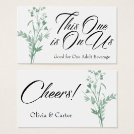 Drink Tickets, groene Waterverf botanische spuit Visitekaartjes