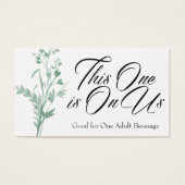 Drink Tickets, groene Waterverf botanische spuit Visitekaartjes (Voorkant)