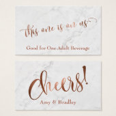 Drink Tickets | Koperscript met witte marmer Visitekaartje (Voorkant /achterkant)