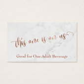 Drink Tickets | Koperscript met witte marmer Visitekaartje (Voorkant)