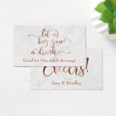 Drink Tickets | Koperscript met witte marmer Visitekaartjes (Bureau)