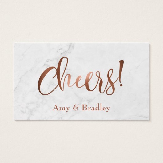 Drink Tickets | Koperscript met witte marmer Visitekaartjes (Achterkant)