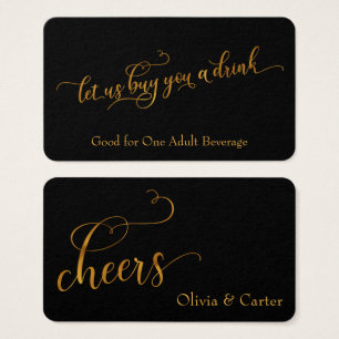 Drink Tickets, legant Gold Foil-effect op zwart Visitekaartjes