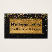 Drink Tickets met Faux Gold Foil Confetti & Black Visitekaartjes (Voorkant)