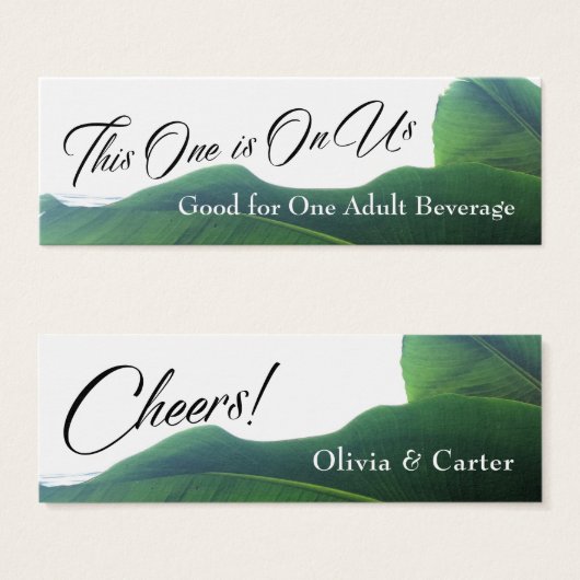 Drink Tickets met tropische groene bladeren van ba Mini Visitekaartjes (Voorkant /achterkant)