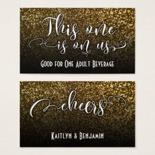 Drink Tickets op Faux Gold Glitter en Black Ombre Visitekaartjes