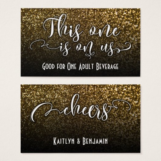 Drink Tickets op Faux Gold Glitter en Black Ombre Visitekaartjes (Voorkant /achterkant)