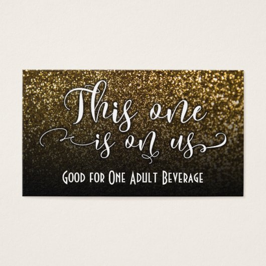 Drink Tickets op Faux Gold Glitter en Black Ombre Visitekaartjes (Voorkant)