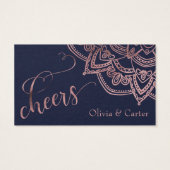Drink Tickets, Roos Gold Mandala op Navy Blue Visitekaartjes (Achterkant)