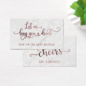 Drink Tickets | Roos Gold Script met witte marmer Visitekaartje (Bureau)