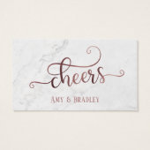 Drink Tickets | Roos Gold Script met witte marmer Visitekaartje (Achterkant)