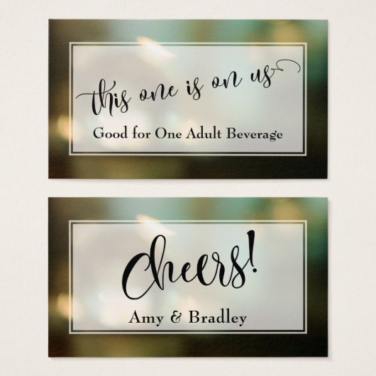 Drink Tickets | Script & Abstract Wazige Groen Visitekaartjes (Voorkant /achterkant)