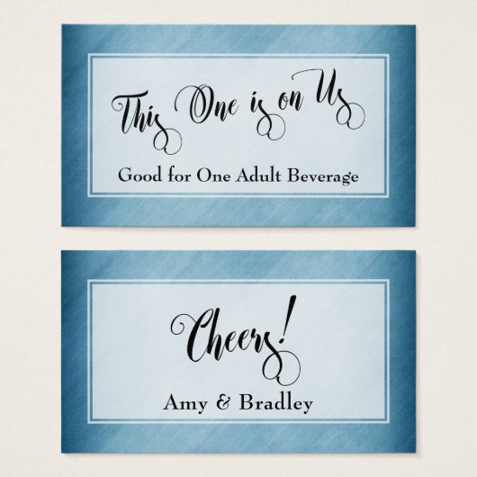 Drink Tickets | Script & Rustic Diagonaal Blauw Visitekaartje (Voorkant /achterkant)