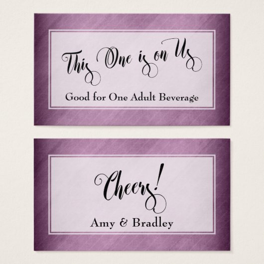 Drink Tickets | Script & Rustic Diagonaal Framboos Visitekaartje (Voorkant /achterkant)