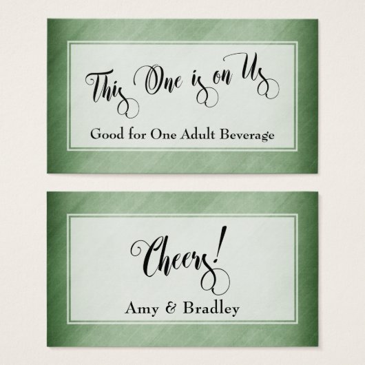 Drink Tickets | Script & Rustic Diagonaal Groen Visitekaartje (Voorkant /achterkant)