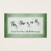 Drink Tickets | Script & Rustic Diagonaal Groen Visitekaartje (Voorkant)