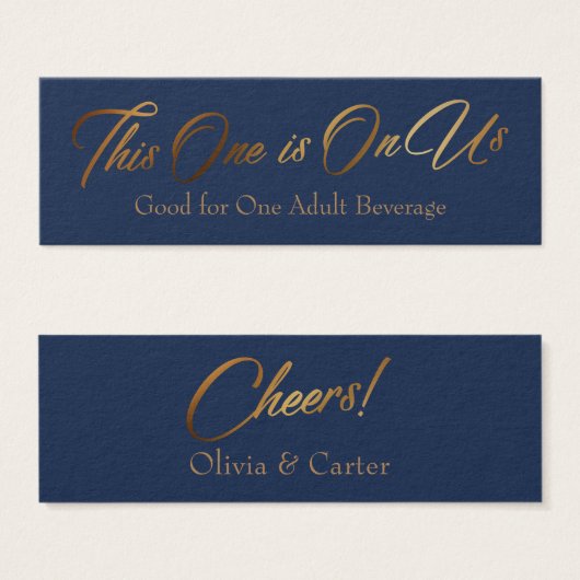 Drink Tickets, Slim, Elegant Gold Script op marine Mini Visitekaartjes (Voorkant /achterkant)