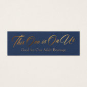 Drink Tickets, Slim, Elegant Gold Script op marine Mini Visitekaartjes (Voorkant)