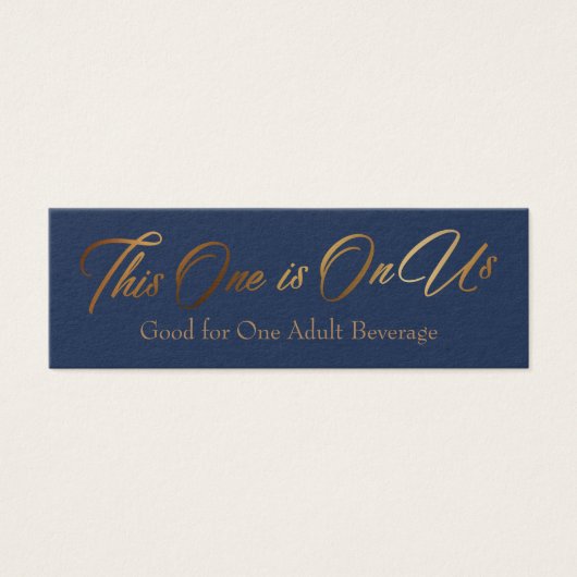 Drink Tickets, Slim, Elegant Gold Script op marine Mini Visitekaartjes (Voorkant)