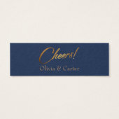 Drink Tickets, Slim, Elegant Gold Script op marine Mini Visitekaartjes (Achterkant)
