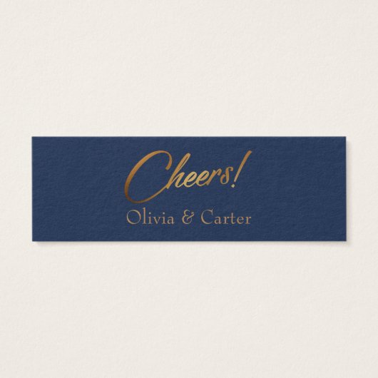 Drink Tickets, Slim, Elegant Gold Script op marine Mini Visitekaartjes (Achterkant)