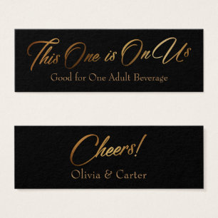 Drink Tickets, Slim, Elegant Gold Script op zwart Mini Visitekaartjes