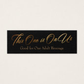Drink Tickets, Slim, Elegant Gold Script op zwart Mini Visitekaartjes (Voorkant)