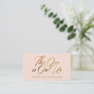Drink Tickets, Vet, Elegant Gold Script op Blush Informatiekaartje