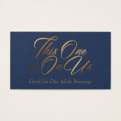 Drink Tickets, Vet, Elegant Gold Script op marine Visitekaartje (Voorkant)