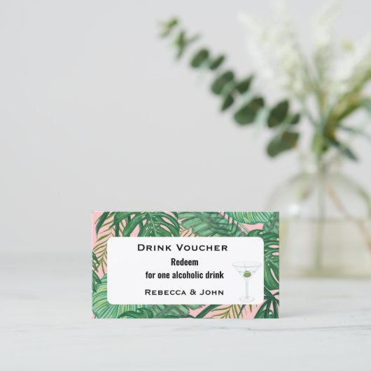 Drink Tickets Waterverf Tropische palmbladeren (Staand voorkant)