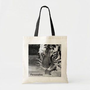 Drink tijger in de kijker naar de zwarte en witte tote bag