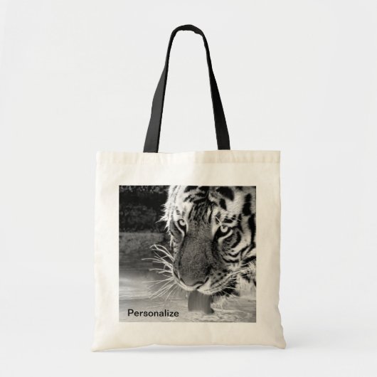 Drink tijger in de kijker naar de zwarte en witte  tote bag (Voorkant)