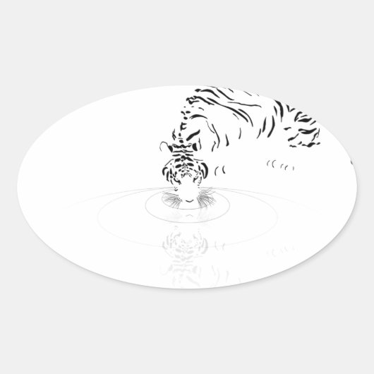 Drink tijger ovale sticker (Voorkant)