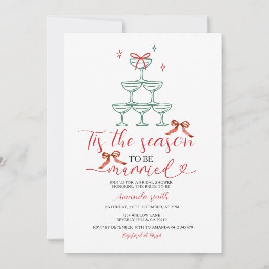 Drink Tis The Season to Be Married Bridal Shower Kaart (Voorkant)