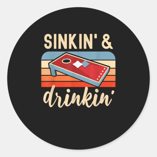 Drink Toss Game Cornhole Fun Ronde Sticker (Voorkant)