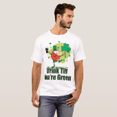 Drink tot je groen Leprechaun T Shirt bent (Voorkant volledig)