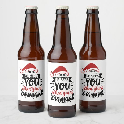 drink u een grappige kerstman bier etiket (Flessen)