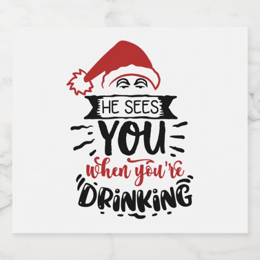 drink u een grappige kerstman bier etiket (Enkel label)