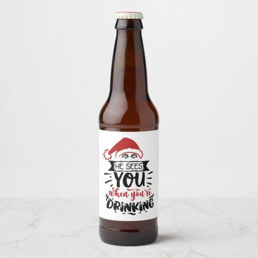 drink u een grappige kerstman bier etiket (Voorkant)