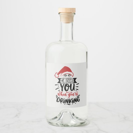 drink u een grappige kerstman likeurfles etiket (Voorkant)