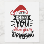 drink u een grappige kerstman wijn etiket (Enkel label)